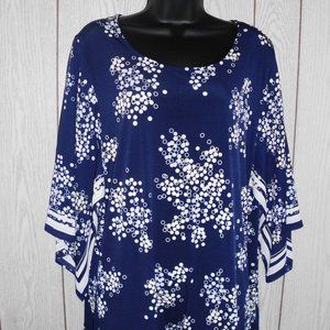 NWT Alfani Dot Blouse with Scarf Sleeves Size 2X